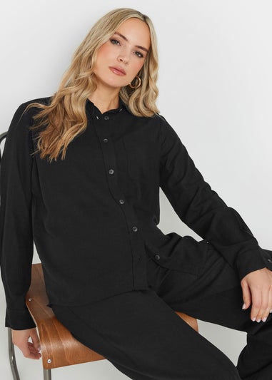 Long Tall Sally Black Linen Oversized Long Sleeve Shirt