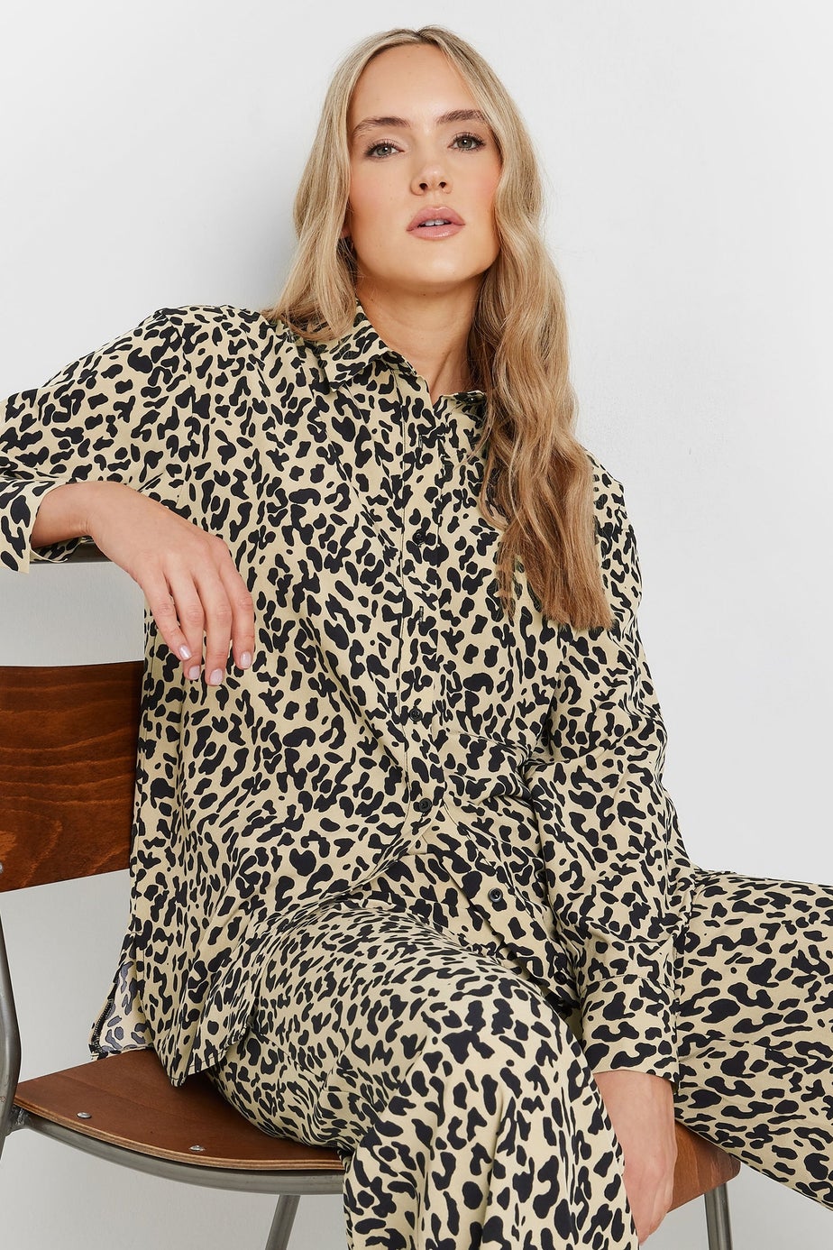 Long Tall Sally Natural Brown Leopard Print Shirt