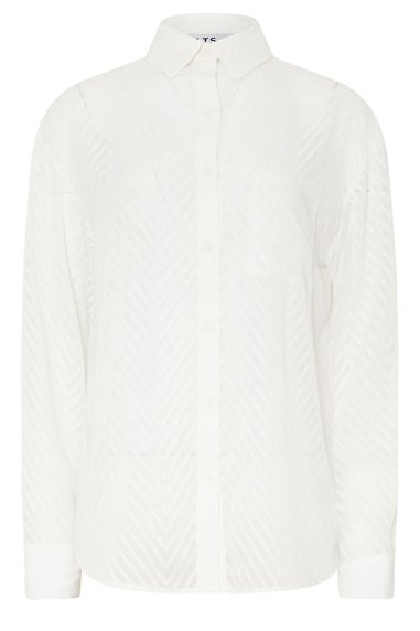 Long Tall Sally White Shadow Stripe Long Sleeve Shirt