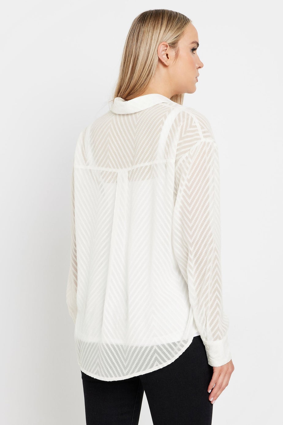 Long Tall Sally White Shadow Stripe Long Sleeve Shirt