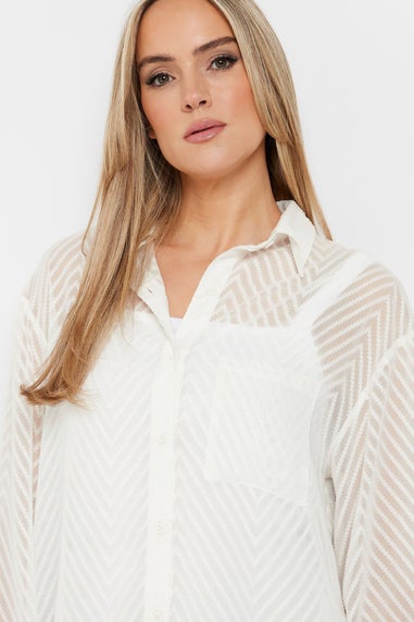 Long Tall Sally White Shadow Stripe Long Sleeve Shirt