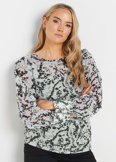 Long Tall Sally Ivory White Sheer Abstract Blouse