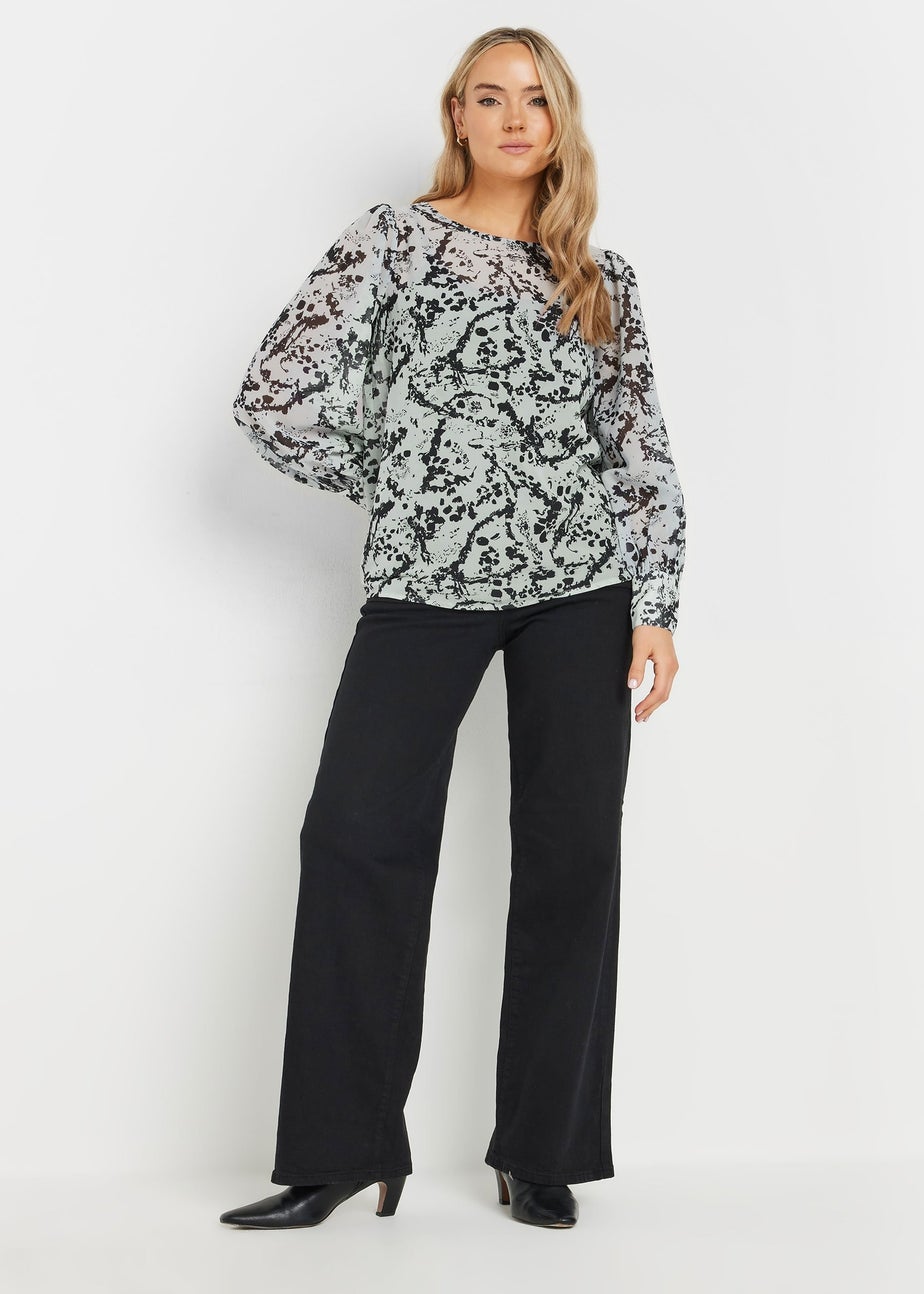 Long Tall Sally Ivory White Sheer Abstract Blouse