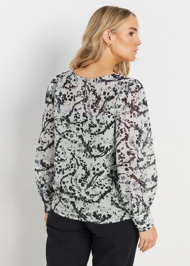 Long Tall Sally Ivory White Sheer Abstract Blouse