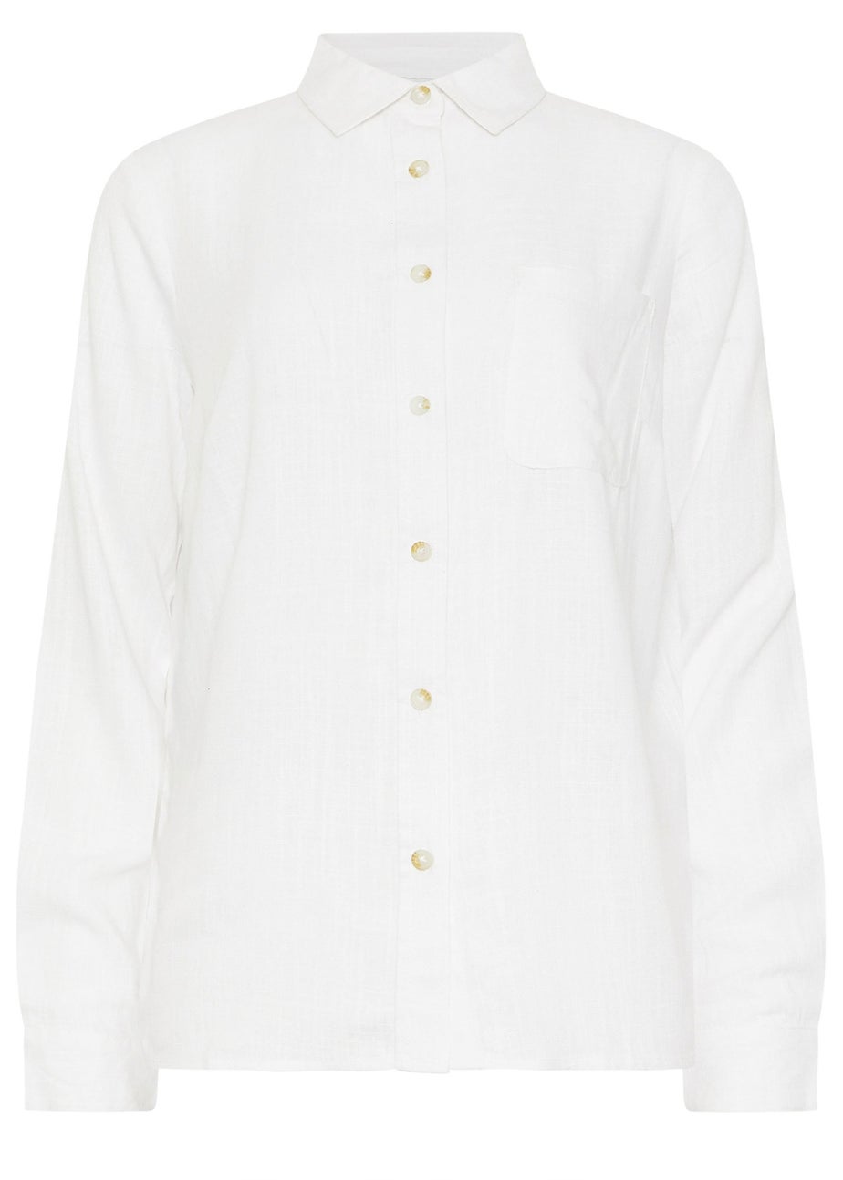 Long Tall Sally White Linen Oversized Long Sleeve Shirt
