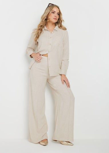 Long Tall Sally Stone Brown Linen Oversized Long Sleeve Shirt