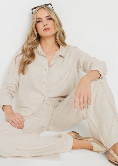 Long Tall Sally Stone Brown Linen Oversized Long Sleeve Shirt
