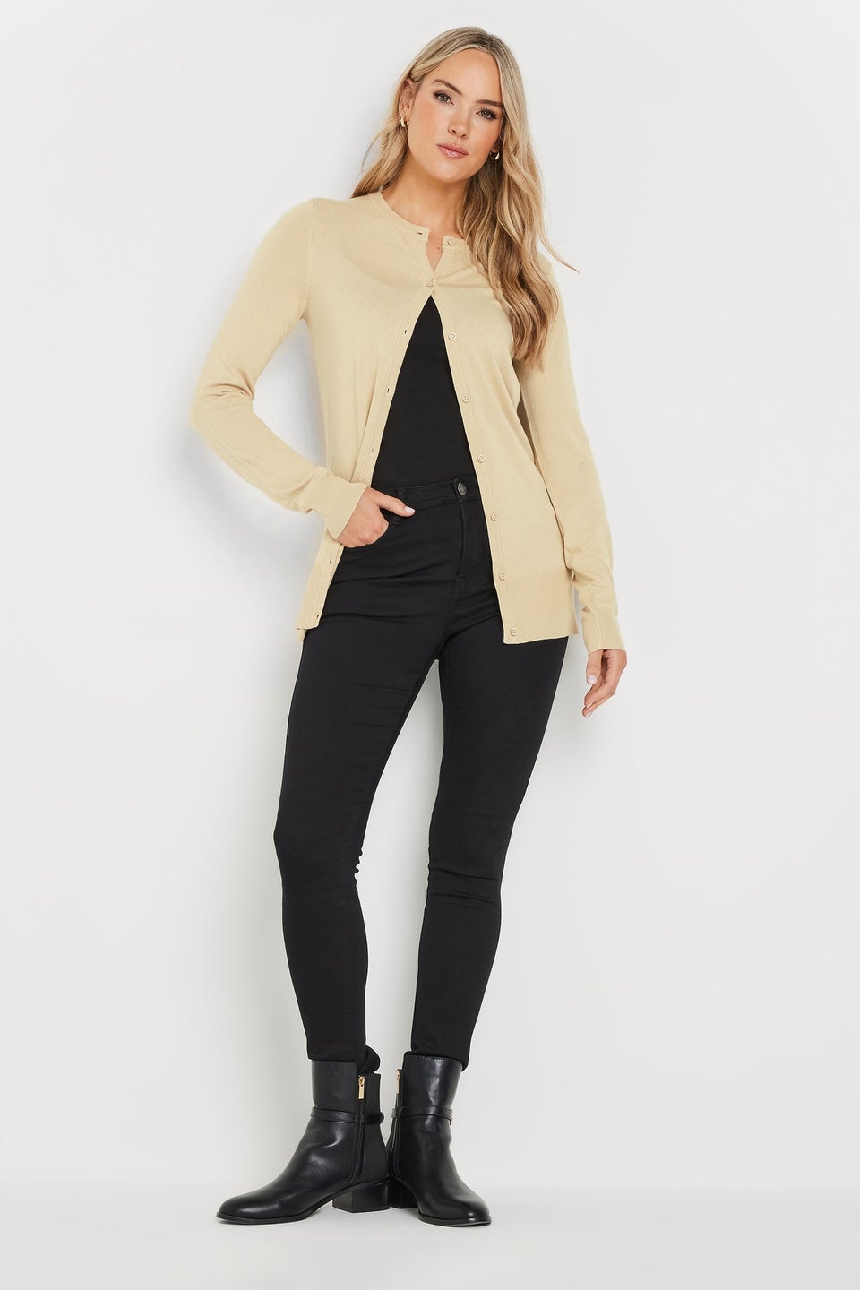 Long Tall Sally Natural Brown Button Down Knit Cardigan
