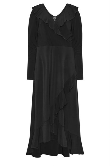 Long Tall Sally Black Long Sleeve Frill Midi Dress