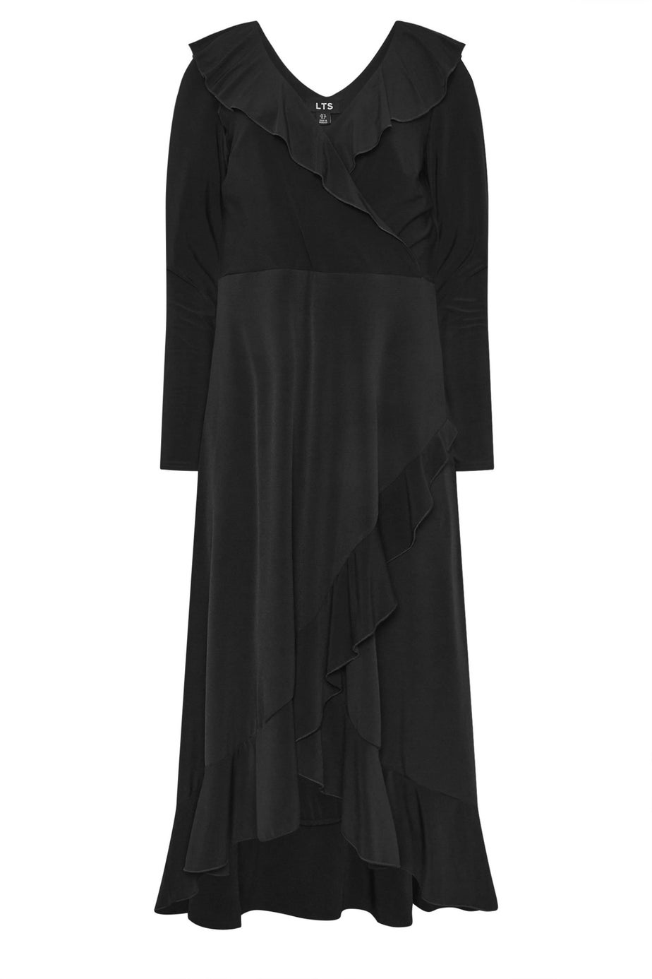 Long Tall Sally Black Long Sleeve Frill Midi Dress