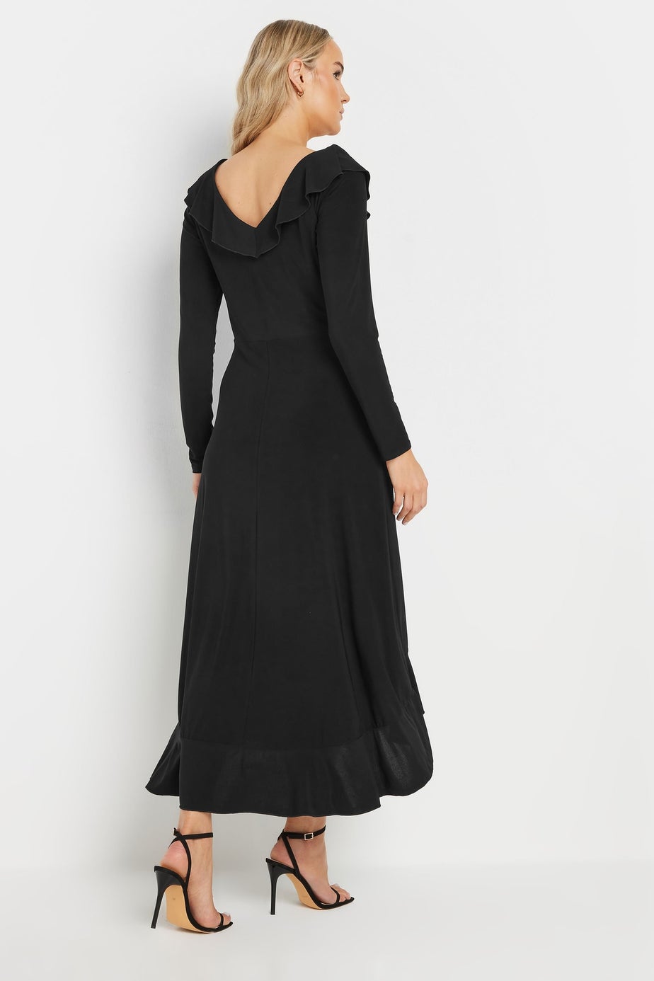 Long Tall Sally Black Long Sleeve Frill Midi Dress