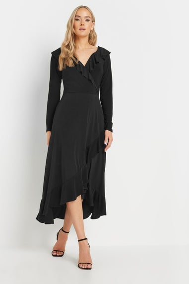 Long Tall Sally Black Long Sleeve Frill Midi Dress