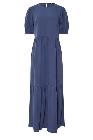 Long Tall Sally Denim Blue Puff Sleeve Tiered Midaxi Dress