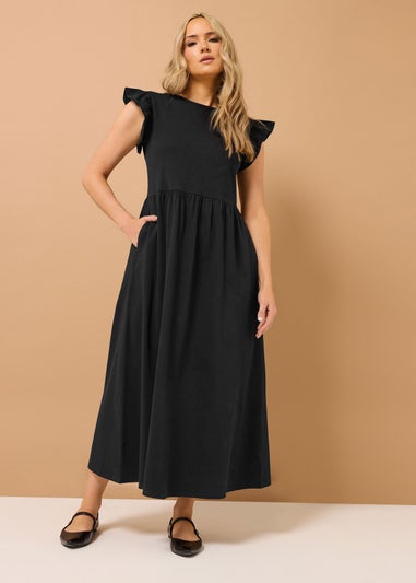 Long Tall Sally Black Frill Sleeve Maxi Dress
