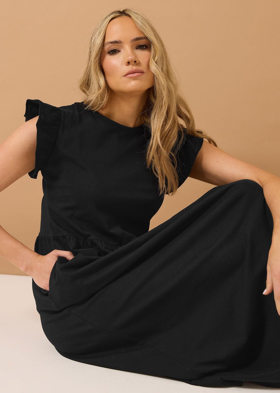Long Tall Sally Black Frill Sleeve Maxi Dress