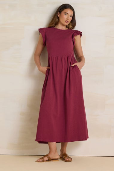 Long Tall Sally Dark Red Frill Sleeve Maxi Dress