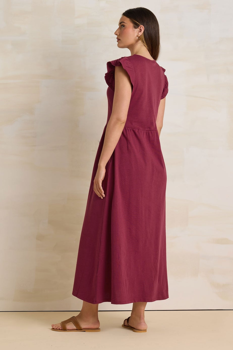 Long Tall Sally Dark Red Frill Sleeve Maxi Dress