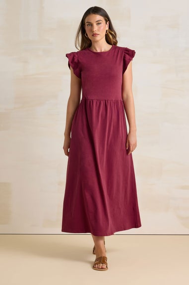 Long Tall Sally Dark Red Frill Sleeve Maxi Dress