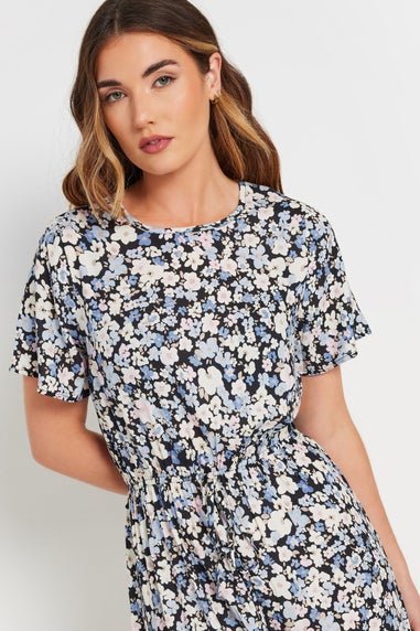 Long Tall Sally Blue Woven Floral Tie Waist Midaxi Dress