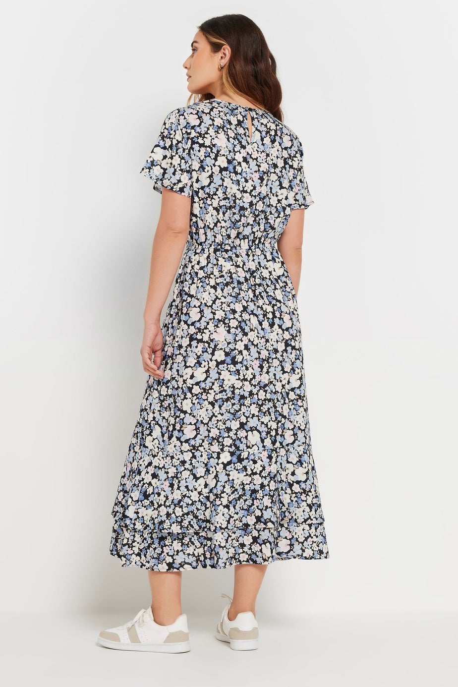 Long Tall Sally Blue Woven Floral Tie Waist Midaxi Dress