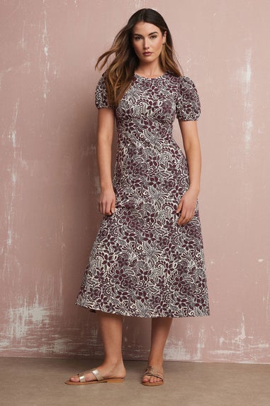 Long Tall Sally Purple Floral Puff Sleeve Midi Dress