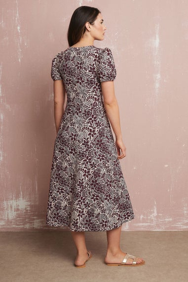 Long Tall Sally Purple Floral Puff Sleeve Midi Dress