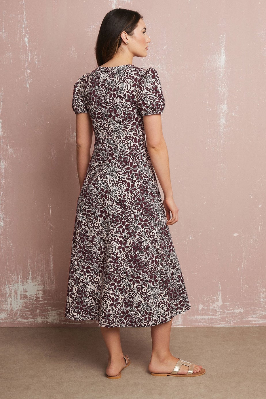 Long Tall Sally Purple Floral Puff Sleeve Midi Dress