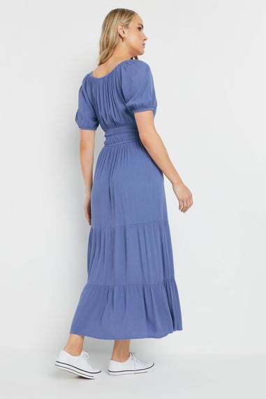 Long Tall Sally Tall Blue Textured Balloon Sleeve Dress