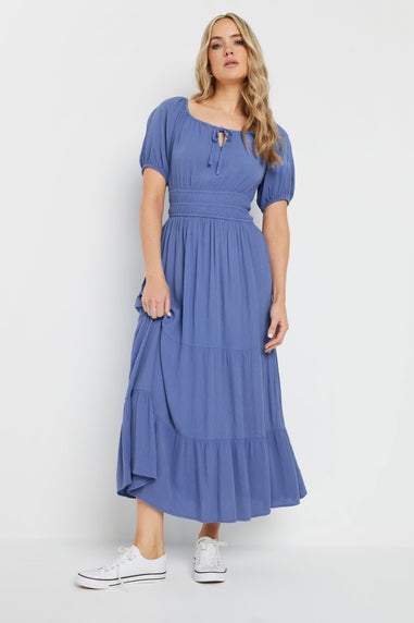 Long Tall Sally Tall Blue Textured Balloon Sleeve Dress
