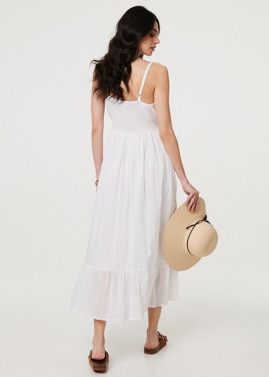 Izabel London White Broderie Anglaise Cami Strap Maxi Dress