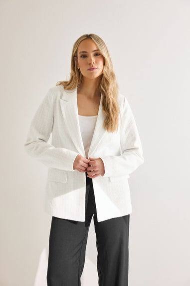 Long Tall Sally Ivory White Tailored Boucle Blazer