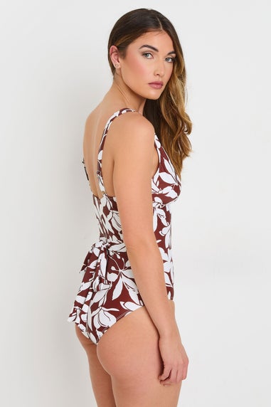 Long Tall Sally Rust Orange Floral Print Wrap Swimsuit