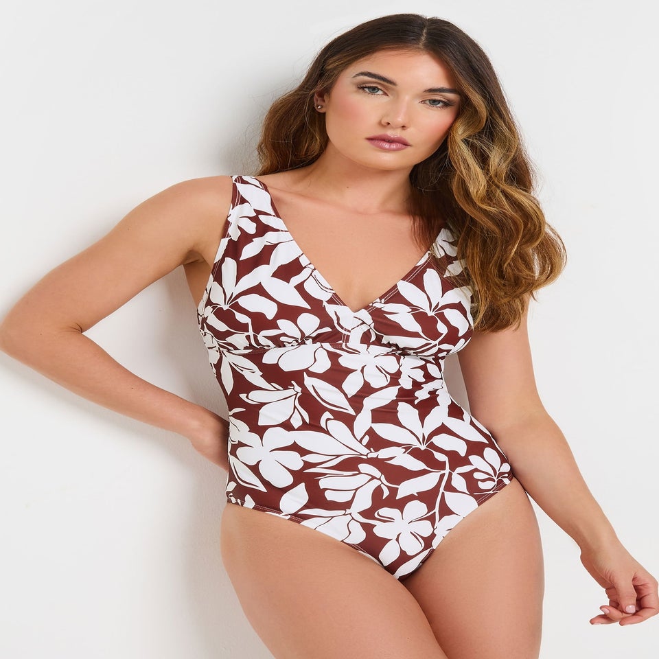 Long Tall Sally Rust Orange Floral Print Wrap Swimsuit