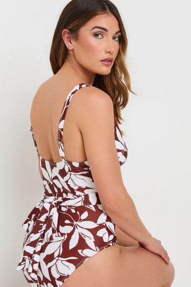 Long Tall Sally Rust Orange Floral Print Wrap Swimsuit