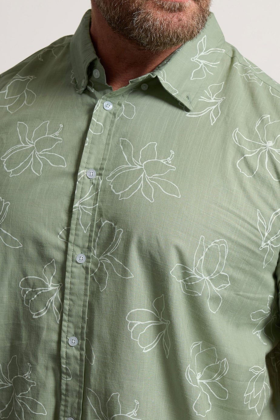 BadRhino Green Linear Floral Slub Shirt