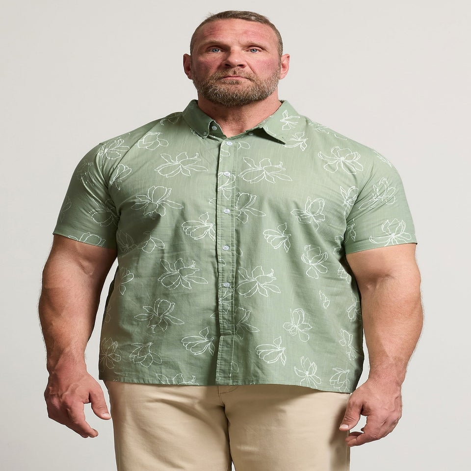 BadRhino Green Linear Floral Slub Shirt