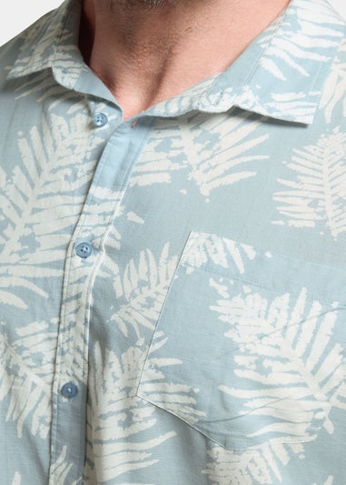 BadRhino Dusky Blue Palm Leaf Linen Shirt