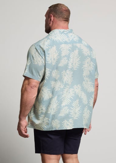 BadRhino Dusky Blue Palm Leaf Linen Shirt