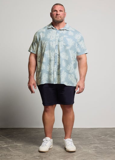 BadRhino Dusky Blue Palm Leaf Linen Shirt