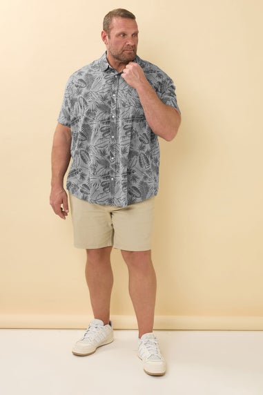 BadRhino Chambray Grey Tonal Leaf Print Shirt