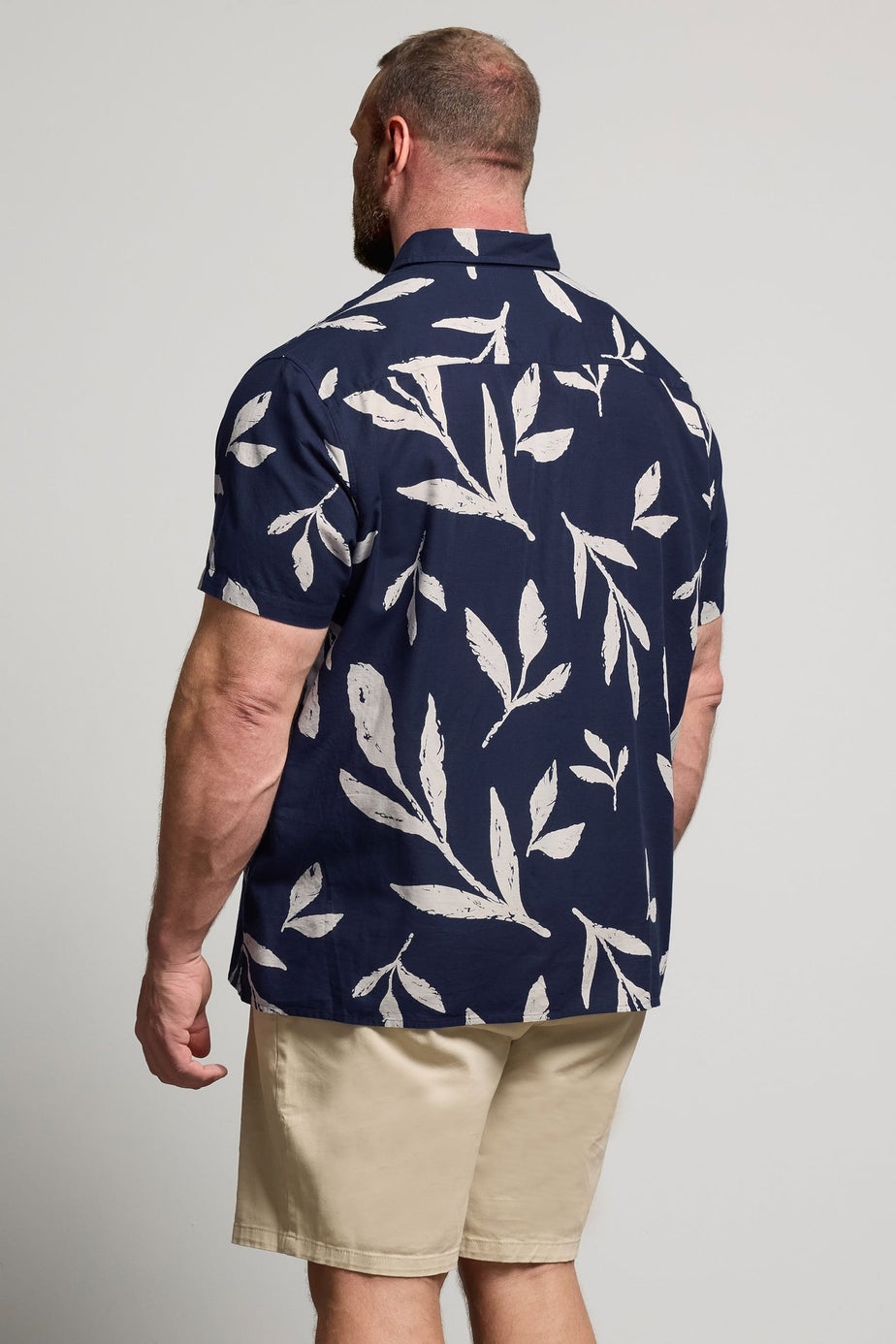 BadRhino Navy Blue Palm Leaf Linen Shirt