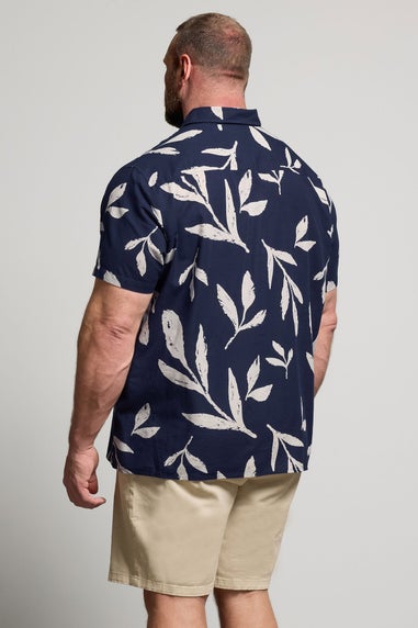 BadRhino Navy Blue Palm Leaf Linen Shirt