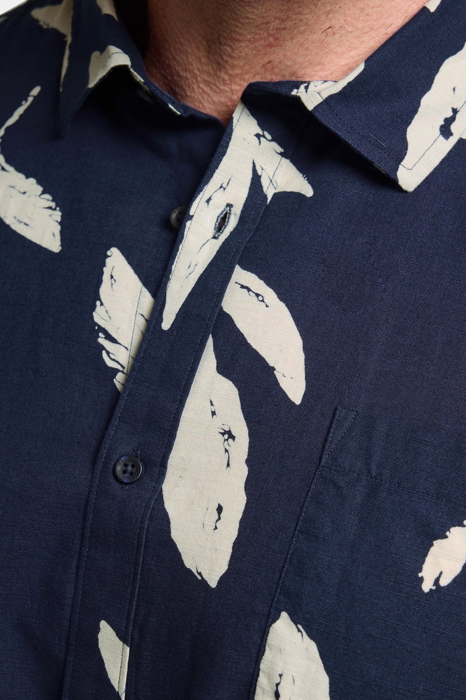 BadRhino Navy Blue Palm Leaf Linen Shirt