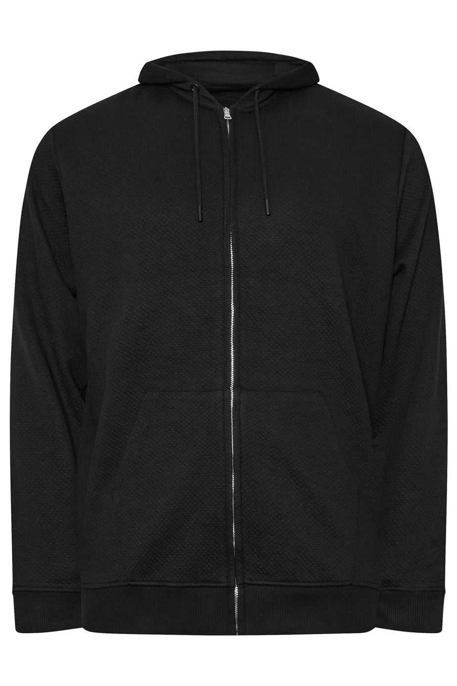 BadRhino Black Zip Through Diamond Quilted Hoodie