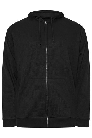 BadRhino Black Zip Through Diamond Quilted Hoodie