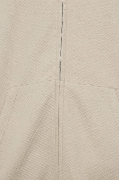 BadRhino Natural Brown Diamond Quilted Zip Through Hoodie