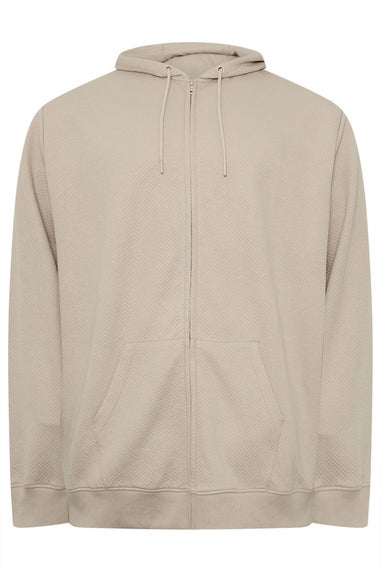 BadRhino Natural Brown Diamond Quilted Zip Through Hoodie