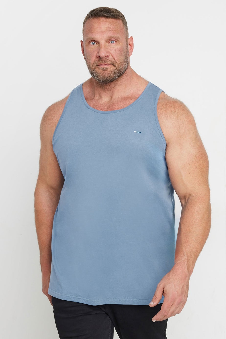 BadRhino 3 Pack Blue Plain Vest Tops