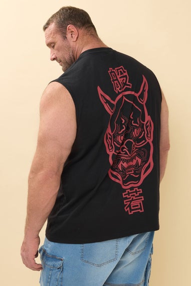 BadRhino Black & Red Japanese Demon Graphic Vest Top