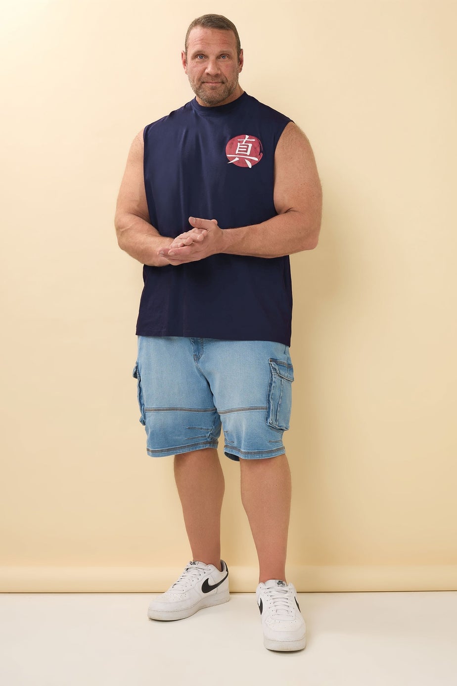 BadRhino Navy Blue Japanese Graphic Print Vest Top